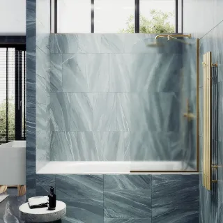 Шторка на ванну MaybahGlass MGV-132-3у 44см золото